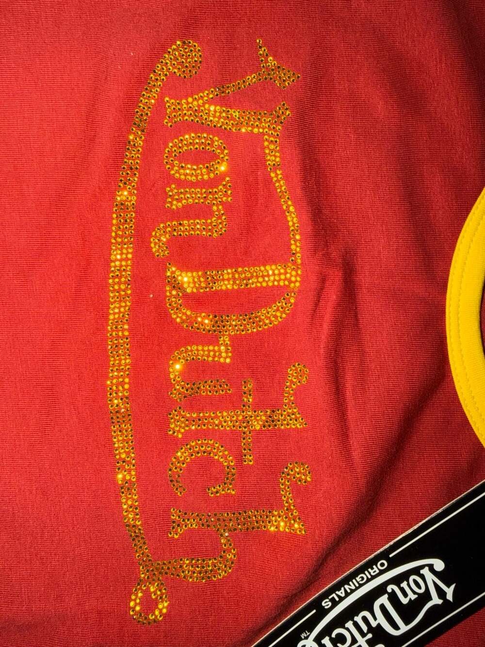 Von Dutch Rhinestone Ringer Tee - Red and Yellow - Picture 3 of 4